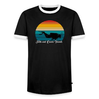 Turks and Caicos Islands Scuba Diving Gift - Men's Ringer Shirt - black/white - Front - AI Model Female 172 light (172cm) & AI Model Male 178 light (178cm)