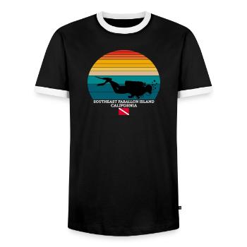 Plongée dans le sud-est de l’île farallon des États-Unis - T-shirt contrasté Homme - noir/blanc - Devant - AI Model Female 172 light (172cm) & AI Model Male 178 light (178cm)