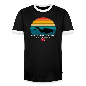 San Clemente Island US Island Diving - Männer Kontrast-T-Shirt - Schwarz/Weiß - Vorne - AI Model Female 172 light (172cm) & AI Model Male 178 light (178cm)