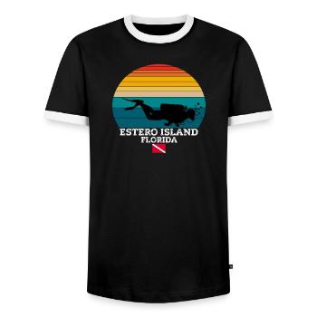 Estero Island US Island Diving - Männer Kontrast-T-Shirt - Schwarz/Weiß - Vorne - AI Model Female 172 light (172cm) & AI Model Male 178 light (178cm)