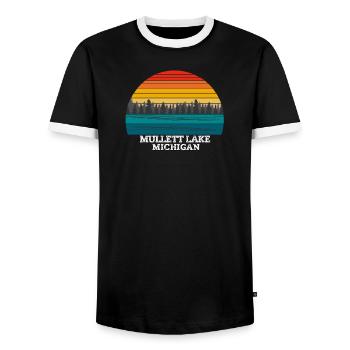 Mullett Lake Michigan - T-shirt contrasté Homme - noir/blanc - Devant - AI Model Female 172 light (172cm) & AI Model Male 178 light (178cm)