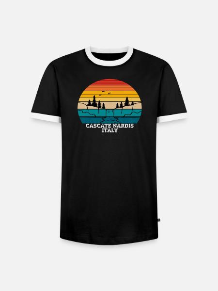 Cascate Nardis Italy - Männer Kontrast-T-Shirt - Schwarz/Weiß