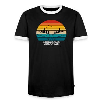 Cedar Falls Arkansas - Men's Ringer Shirt - black/white - Front - AI Model Female 172 light (172cm) & AI Model Male 178 light (178cm)