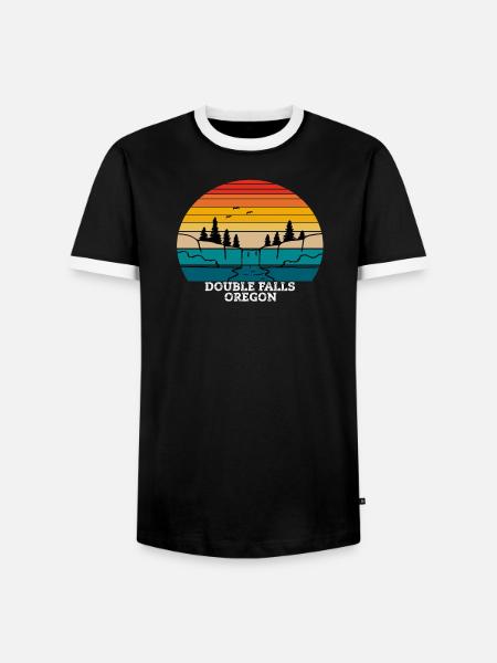 Double Falls Oregon - Men's Ringer Shirt - black/white