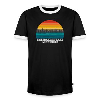 Siseebakwet Lake Minnesota - Men's Ringer Shirt - black/white - Front - AI Model Female 172 light (172cm) & AI Model Male 178 light (178cm)