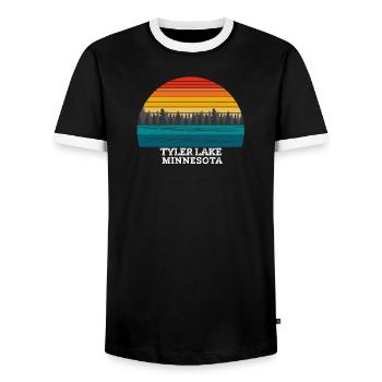 Tyler Lake Minnesota - Men's Ringer Shirt - black/white - Front - AI Model Female 172 light (172cm) & AI Model Male 178 light (178cm)