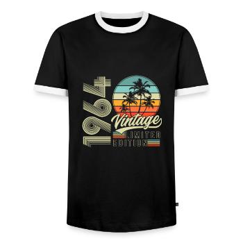 1964 Vintage Jahrgang Retro Geburtstag Geschenk - Männer Kontrast-T-Shirt - Schwarz/Weiß - Vorne - AI Model Female 172 light (172cm) & AI Model Male 178 light (178cm)