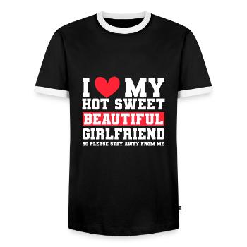 Ich Liebe Meine Freundin Paare Freund Geschenkidee - Männer Kontrast-T-Shirt - Schwarz/Weiß - Vorne - AI Model Female 172 light (172cm) & AI Model Male 178 light (178cm)