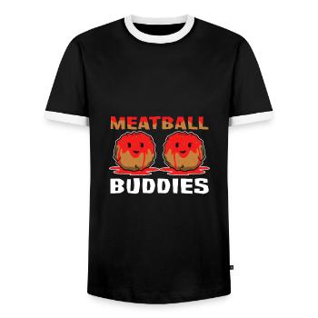 Best Meatball Friends - Meatball - Men's Ringer Shirt - black/white - Front - AI Model Female 172 light (172cm) & AI Model Male 178 light (178cm)