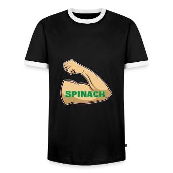 Muskeln durch Spinat - Männer Kontrast-T-Shirt - Schwarz/Weiß - Vorne - AI Model Female 172 light (172cm) & AI Model Male 178 light (178cm)