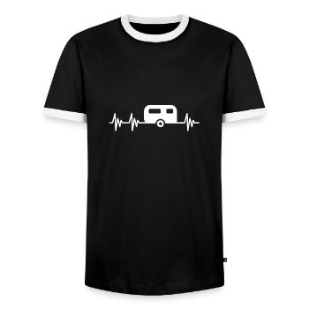 Voyage en camping-car en caravane - T-shirt contrasté Homme - noir/blanc - Devant - AI Model Female 172 light (172cm) & AI Model Male 178 light (178cm)