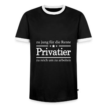Zu reich um zu arbeiten - Privatier hell - Männer Kontrast-T-Shirt - Schwarz/Weiß - Vorne - AI Model Female 172 light (172cm) & AI Model Male 178 light (178cm)