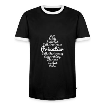 Privatier - Charisma, Sicherheit, Freiheit hell - Männer Kontrast-T-Shirt - Schwarz/Weiß - Vorne - AI Model Female 172 light (172cm) & AI Model Male 178 light (178cm)