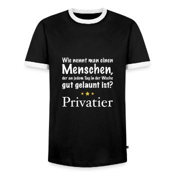 Gut gelaunte Menschen - Privatier hell - Männer Kontrast-T-Shirt - Schwarz/Weiß - Vorne - AI Model Female 172 light (172cm) & AI Model Male 178 light (178cm)