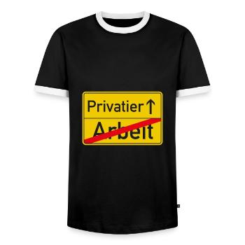Arbeit bye bye, Privatier hallo - Männer Kontrast-T-Shirt - Schwarz/Weiß - Vorne - AI Model Female 172 light (172cm) & AI Model Male 178 light (178cm)