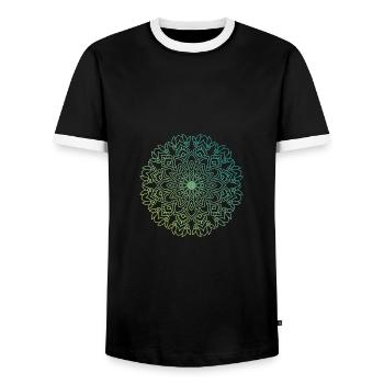 mandala - Men's Ringer Shirt - black/white - Front - AI Model Female 172 light (172cm) & AI Model Male 178 light (178cm)