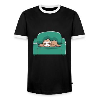 Paresseux Canapé Chill Relax - T-shirt contrasté Homme - noir/blanc - Devant - AI Model Female 172 light (172cm) & AI Model Male 178 light (178cm)