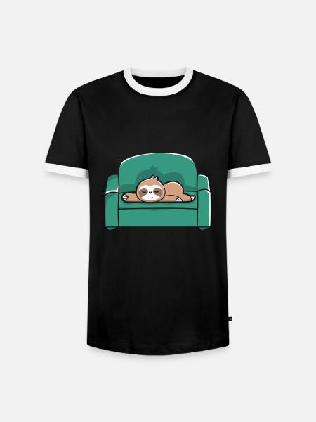 Faultier Sofa Chill Relax - Männer Kontrast-T-Shirt - Schwarz/Weiß