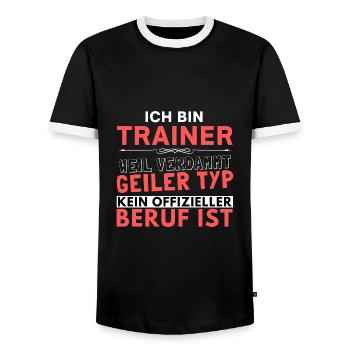 Verdammt geiler Typ - Trainer Edition - Männer Kontrast-T-Shirt - Schwarz/Weiß - Vorne - AI Model Female 172 light (172cm) & AI Model Male 178 light (178cm)
