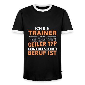 Verdammt geiler Typ - Trainer Edition - Männer Kontrast-T-Shirt - Schwarz/Weiß - Vorne - AI Model Female 172 light (172cm) & AI Model Male 178 light (178cm)