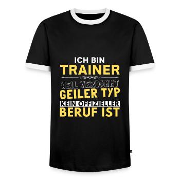Verdammt geiler Typ - Trainer Edition - Männer Kontrast-T-Shirt - Schwarz/Weiß - Vorne - AI Model Female 172 light (172cm) & AI Model Male 178 light (178cm)