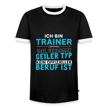 Verdammt geiler Typ - Trainer Edition - Männer Kontrast-T-Shirt - Schwarz/Weiß - Vorne - AI Model Female 172 light (172cm) & AI Model Male 178 light (178cm)