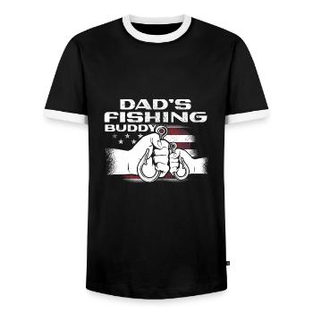 Angeln Angler Vater Sohn Dad's Fishing Buddy - Männer Kontrast-T-Shirt - Schwarz/Weiß - Vorne - AI Model Female 172 light (172cm) & AI Model Male 178 light (178cm)