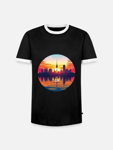 Hamburg Skyline - Männer Kontrast-T-Shirt - Schwarz/Weiß