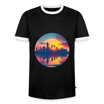 Hamm Skyline - Men's Ringer Shirt - black/white - Front - AI Model Female 172 light (172cm) & AI Model Male 178 light (178cm)