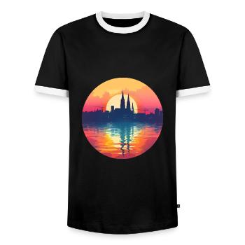 Heilbronn Skyline - Männer Kontrast-T-Shirt - Schwarz/Weiß - Vorne - AI Model Female 172 light (172cm) & AI Model Male 178 light (178cm)