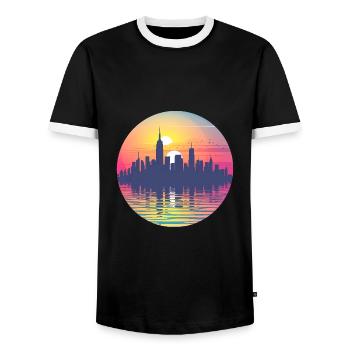 Herne Skyline - Men's Ringer Shirt - black/white - Front - AI Model Female 172 light (172cm) & AI Model Male 178 light (178cm)