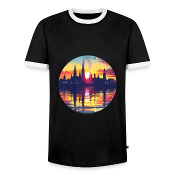 Horizon d’Ingolstadt - T-shirt contrasté Homme - noir/blanc - Devant - AI Model Female 172 light (172cm) & AI Model Male 178 light (178cm)