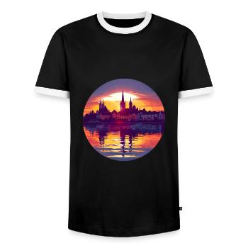 Ligne d’horizon de Hildesheim - T-shirt contrasté Homme - noir/blanc - Devant - AI Model Female 172 light (172cm) & AI Model Male 178 light (178cm)