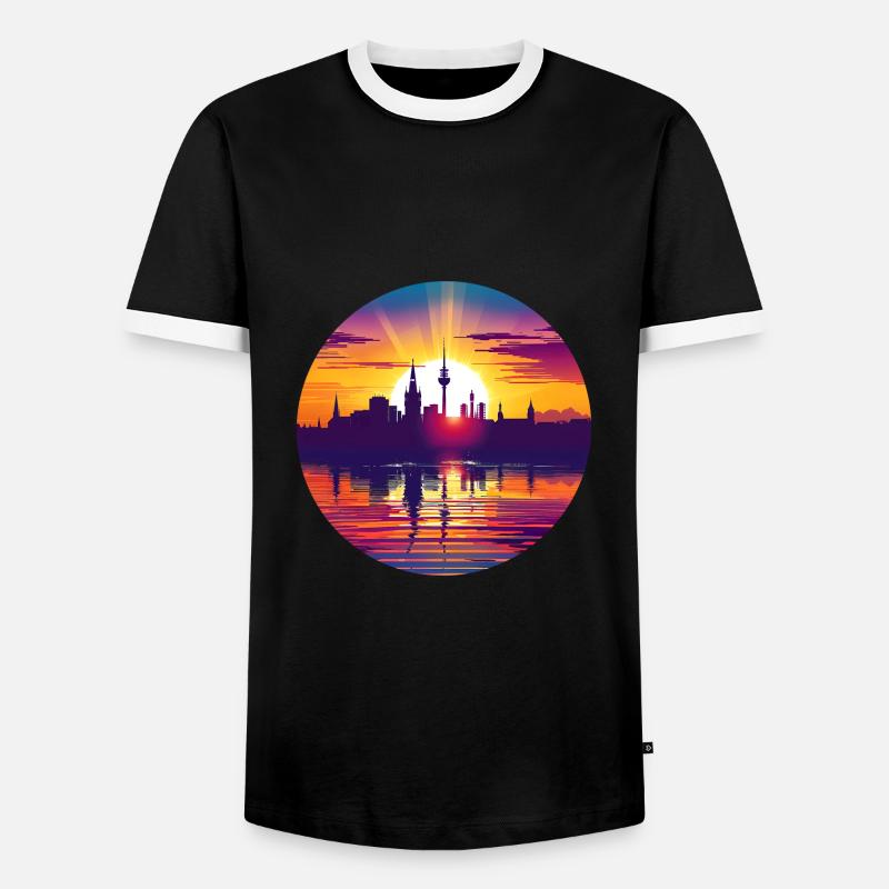 Kassel Skyline - Männer Kontrast-T-Shirt - Schwarz/Weiß