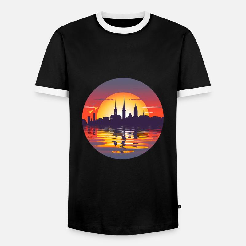 Kiel Skyline - Men's Ringer Shirt - black/white