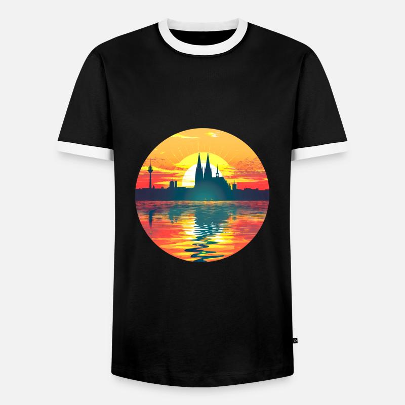 Köln Skyline - Männer Kontrast-T-Shirt - Schwarz/Weiß