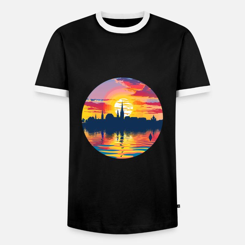 Konstanz Skyline - Men's Ringer Shirt - black/white
