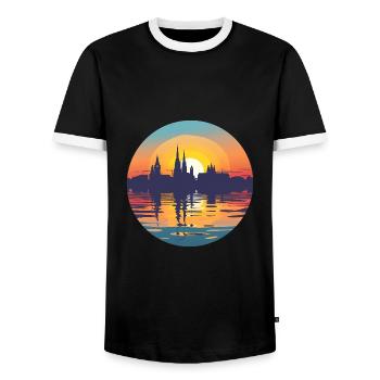 Krefeld Skyline - Männer Kontrast-T-Shirt - Schwarz/Weiß - Vorne - AI Model Female 172 light (172cm) & AI Model Male 178 light (178cm)