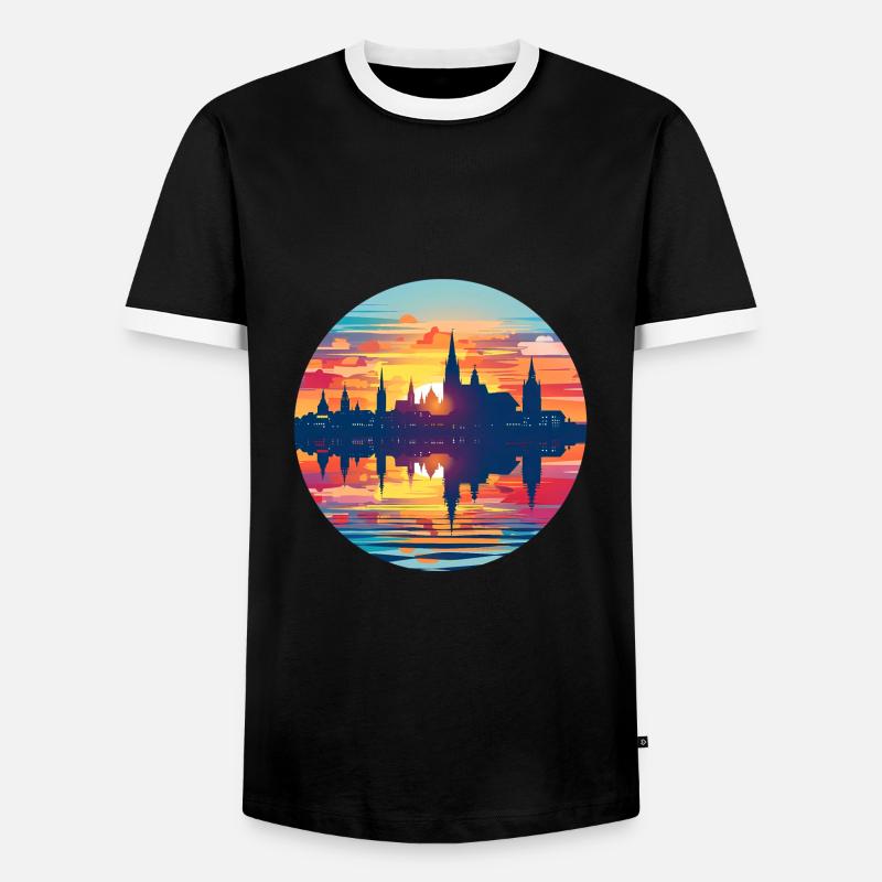 Mainz Skyline - Männer Kontrast-T-Shirt - Schwarz/Weiß