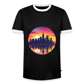 Marl Skyline - Men's Ringer Shirt - black/white - Front - AI Model Female 172 light (172cm) & AI Model Male 178 light (178cm)