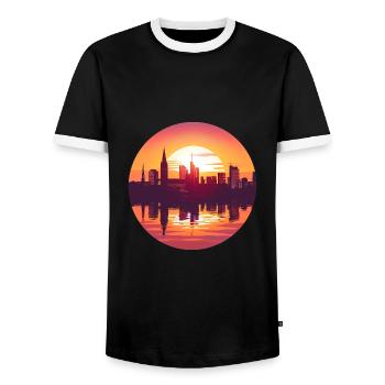 Oberhausen Skyline - Men's Ringer Shirt - black/white - Front - AI Model Female 172 light (172cm) & AI Model Male 178 light (178cm)