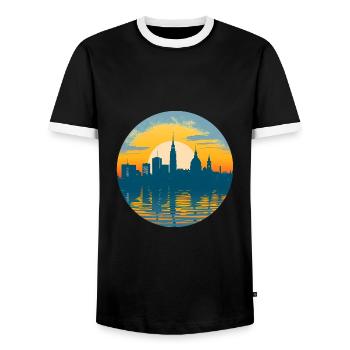 Potsdam Skyline - Men's Ringer Shirt - black/white - Front - AI Model Female 172 light (172cm) & AI Model Male 178 light (178cm)