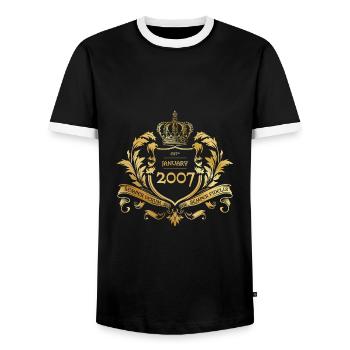 18. Geburtstag Semper Verum - Established 01/2007 - Männer Kontrast-T-Shirt - Schwarz/Weiß - Vorne - AI Model Female 172 light (172cm) & AI Model Male 178 light (178cm)