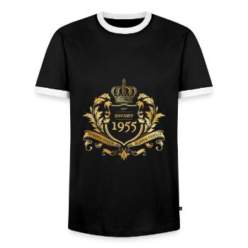 70e anniversaire Semper Verum - Création 01/1955 - T-shirt contrasté Homme - noir/blanc - Devant - AI Model Female 172 light (172cm) & AI Model Male 178 light (178cm)