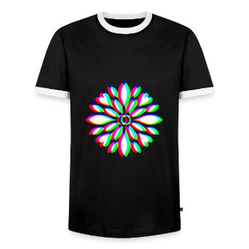 EDM Floral Mandala - Men's Ringer Shirt - black/white - Front - AI Model Female 172 light (172cm) & AI Model Male 178 light (178cm)
