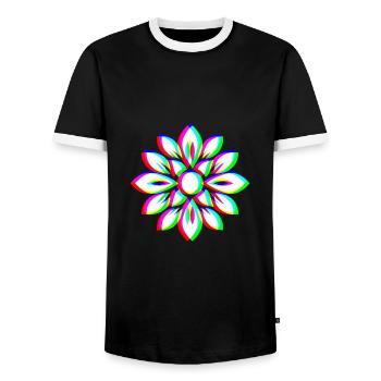 EDM Tricolor - Floral Mandala - Glitch Rave style - Men's Ringer Shirt - black/white - Front - AI Model Female 172 light (172cm) & AI Model Male 178 light (178cm)