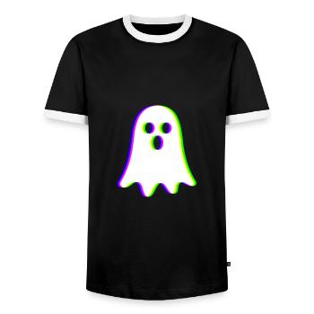 EDM Trikolor - Kleiner Geist - Glitch - Rave style - Männer Kontrast-T-Shirt - Schwarz/Weiß - Vorne - AI Model Female 172 light (172cm) & AI Model Male 178 light (178cm)
