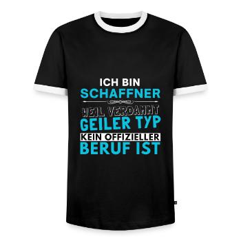 Verdammt geiler Typ - Schaffner Edition - Männer Kontrast-T-Shirt - Schwarz/Weiß - Vorne - AI Model Female 172 light (172cm) & AI Model Male 178 light (178cm)