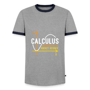Calculus Is Rocket Science - Men's Ringer Shirt - grey/navy  - Front - AI Model Female 172 light (172cm) & AI Model Male 178 light (178cm)