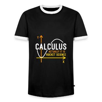 Calculus Is Rocket Science - Men's Ringer Shirt - black/white - Front - AI Model Female 172 light (172cm) & AI Model Male 178 light (178cm)